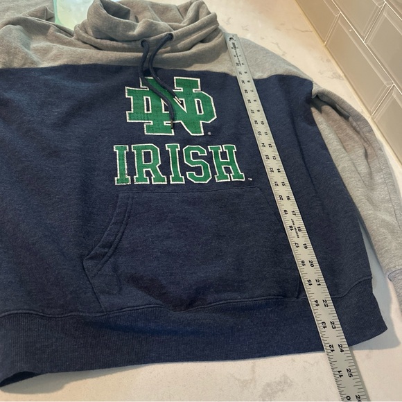 Colosseum Notre Dame Sweatshirt Women’s Size Small Gray Blue Cowl Neck Hoodie - Picture 9 of 10